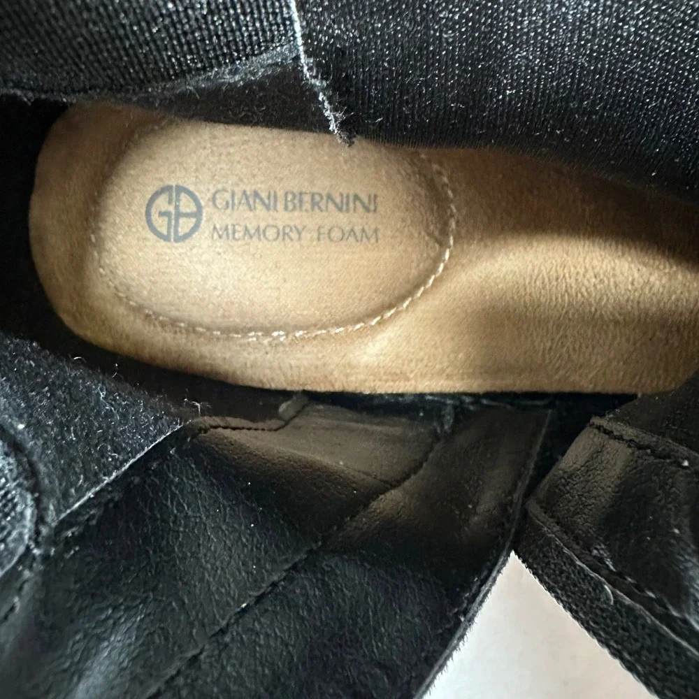 Giani Bernini Black Platform Lug Sole Ankle Boots Womens Size 8 Memory Foam